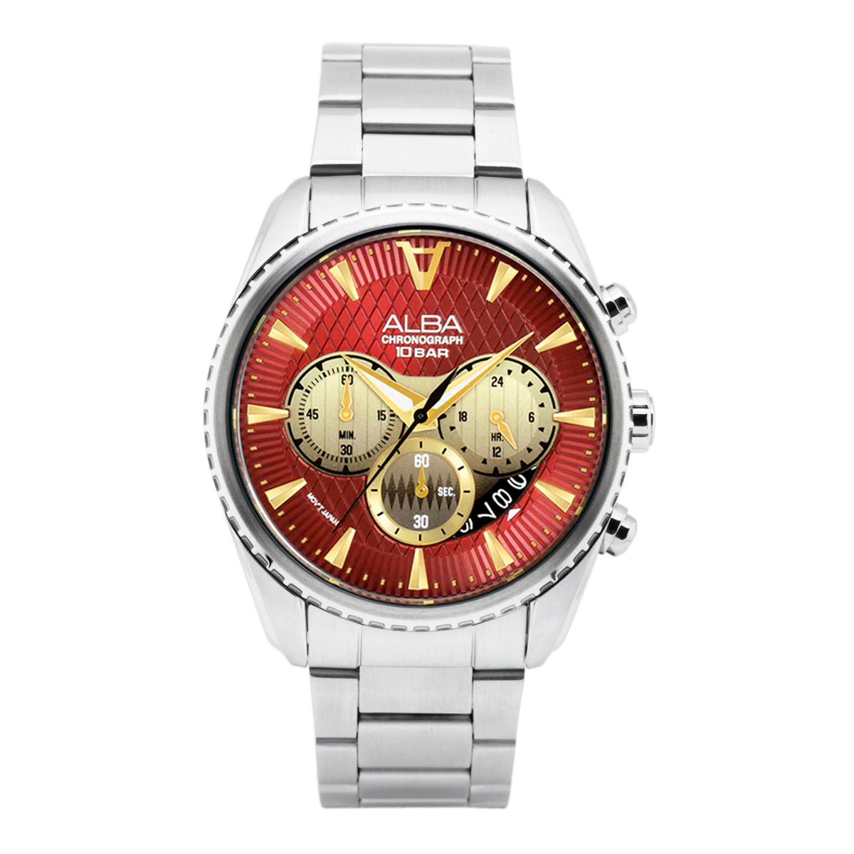 AT3J11X1 Red Textured Dial Chronograph Watch