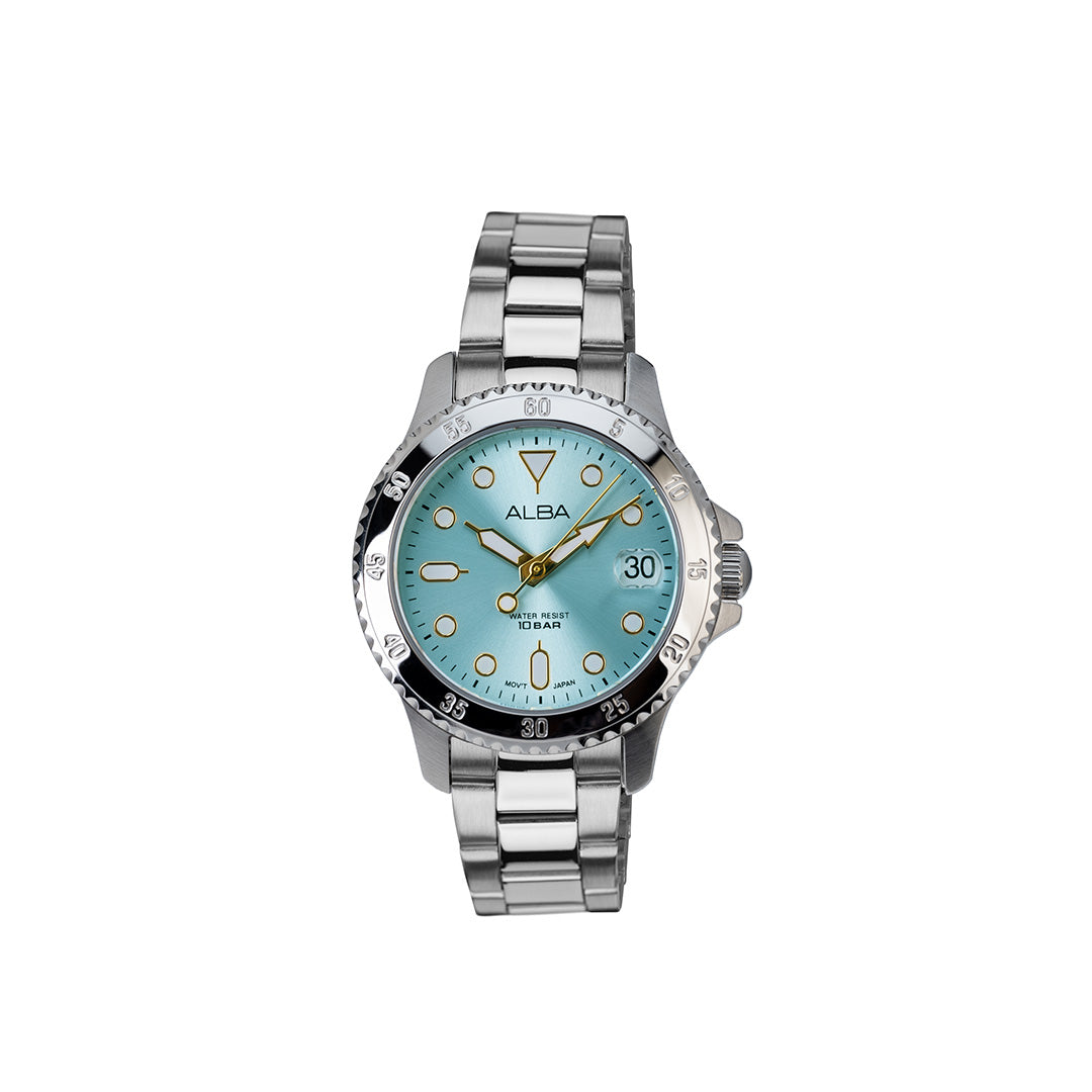 AG8Q41X1 Azure Dial With Silver bezel & Strap Watch – ALBA WATCHES
