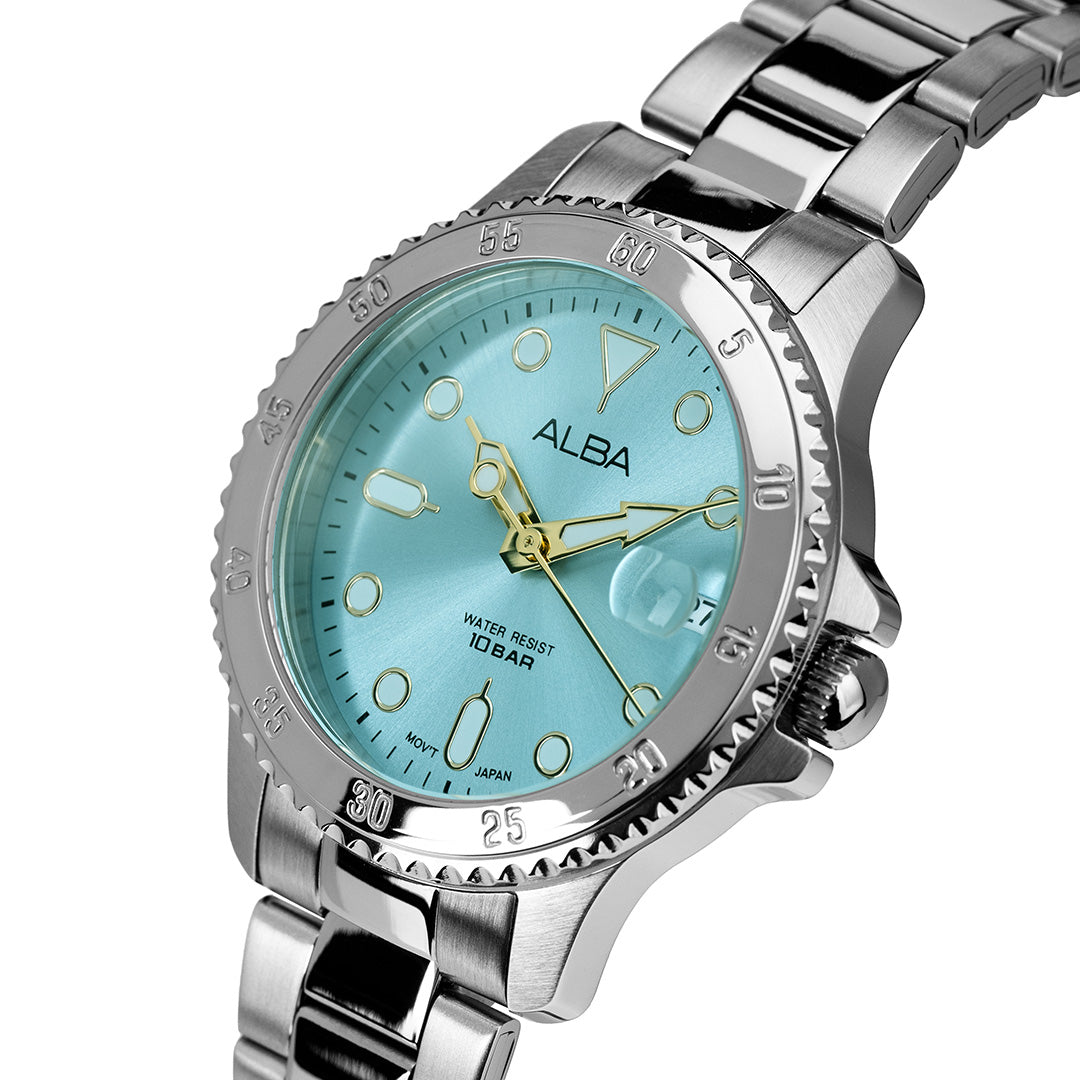 AG8Q41X1 Azure Dial With Silver bezel & Strap Watch – ALBA WATCHES
