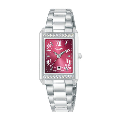 AH7FA5X1 Sakura Collection Women's Watch With Crystal-Studded Bezel