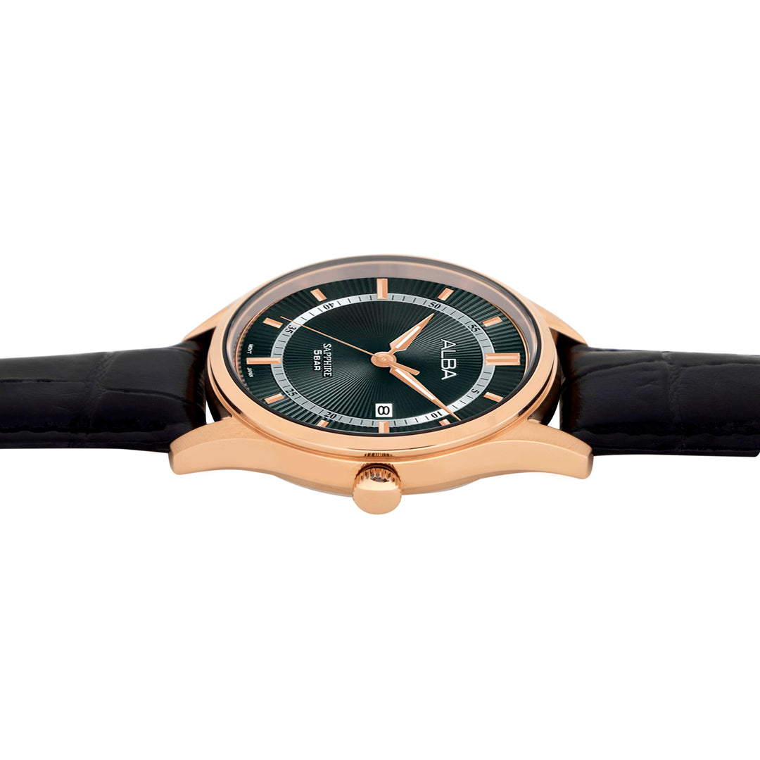 AS9R22X1 Asterix Black Dial with Black Leather Strap – ALBA