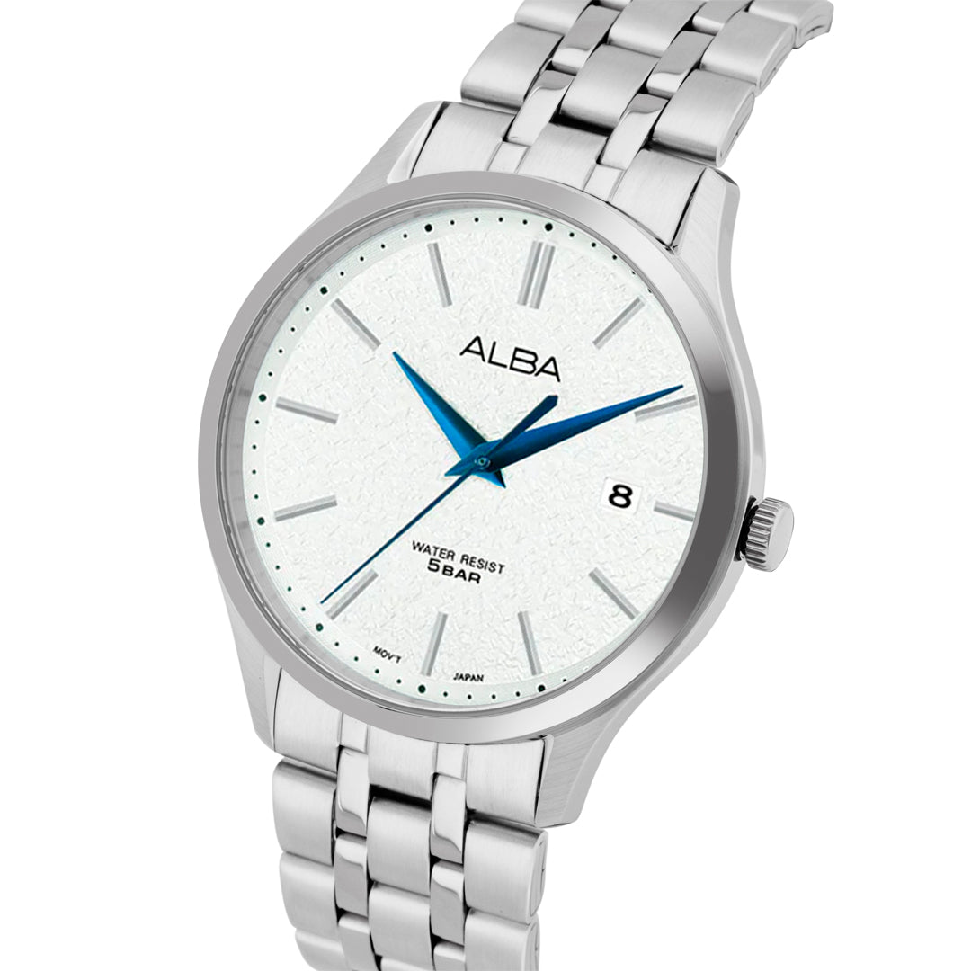 AS9R35X1 White Marble Dial with Silver Metal Straps ALBA WATCHES INDIA