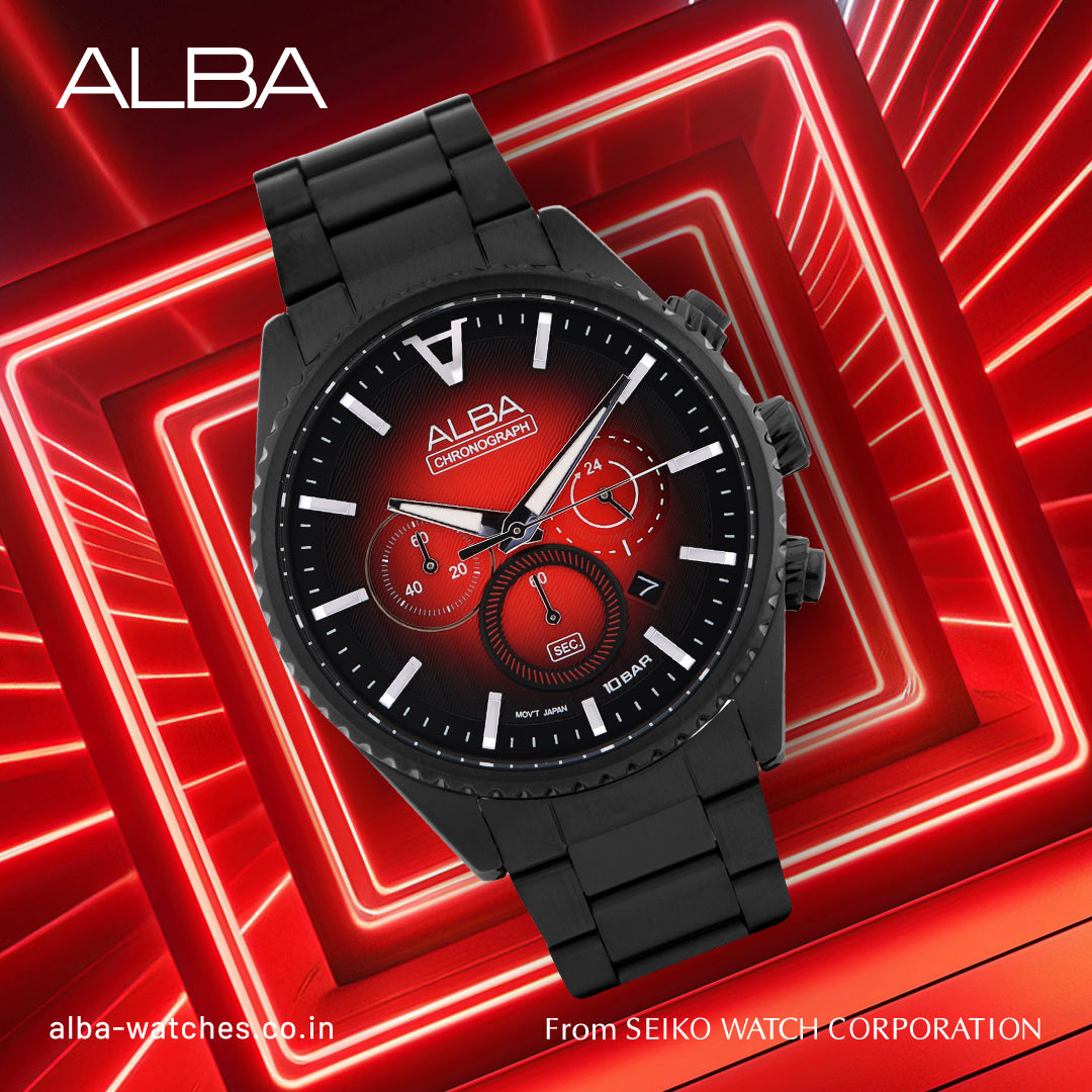 AT3H91X1 Chronograph With Red/Black Dial – ALBA WATCHES INDIA