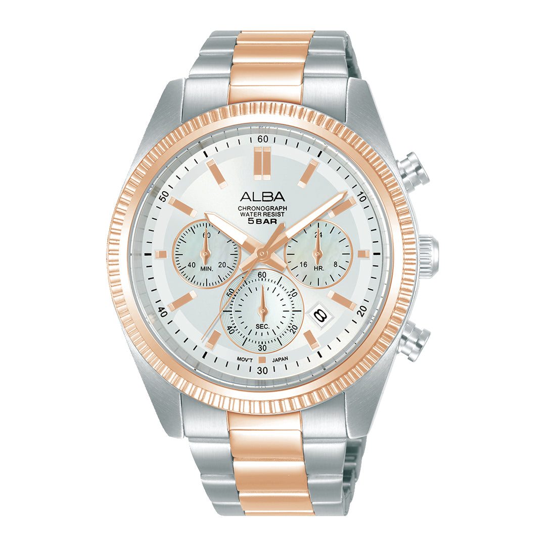 AT3K14X1 Silver-Gold Case Chronograph Watch – ALBA WATCHES INDIA