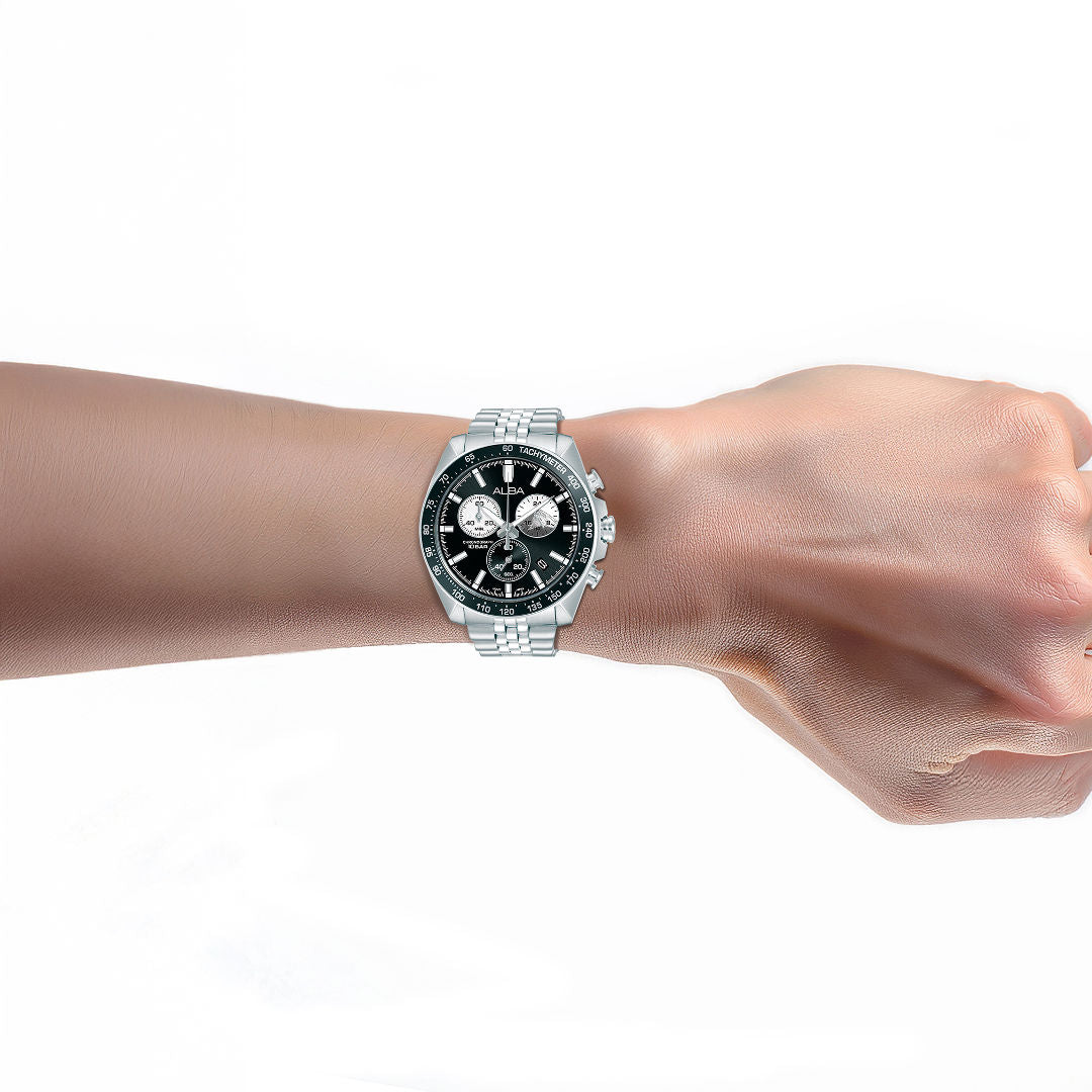 AX7025X1 Black Panda Sport Chronograph Watch – ALBA WATCHES INDIA