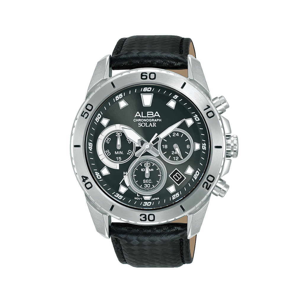 AZ5019X1 Black Dial With Leather Strap Solar Chronograph Watch