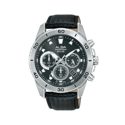AZ5019X1 Black Dial With Leather Strap Solar Chronograph Watch
